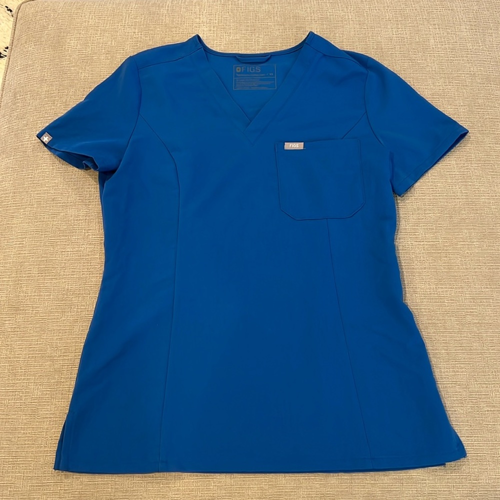 Figs Catarina One-Pocket Scrub Top in Royal Blue, XS